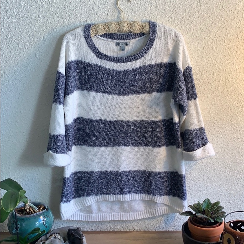 Olivia Sky Blue & White Summer Weight Sweater